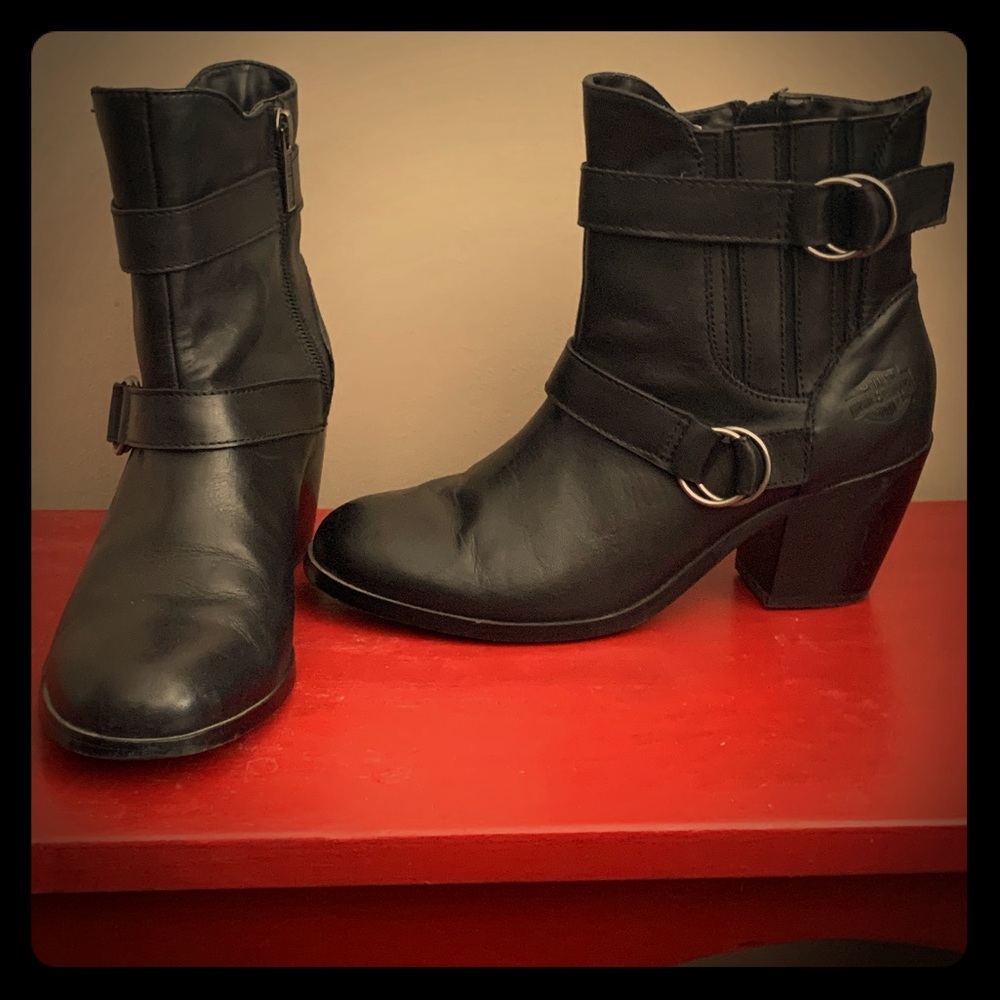 Black Harley Davidson bike boots Size 8